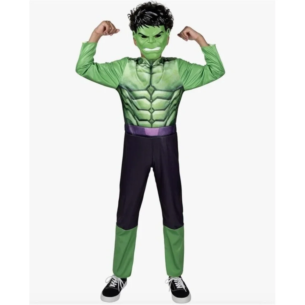 MARVEL The Hulk Avengers‎ Jumpsuit Mask Costume Cosplay Child M (8-10) *NEW*